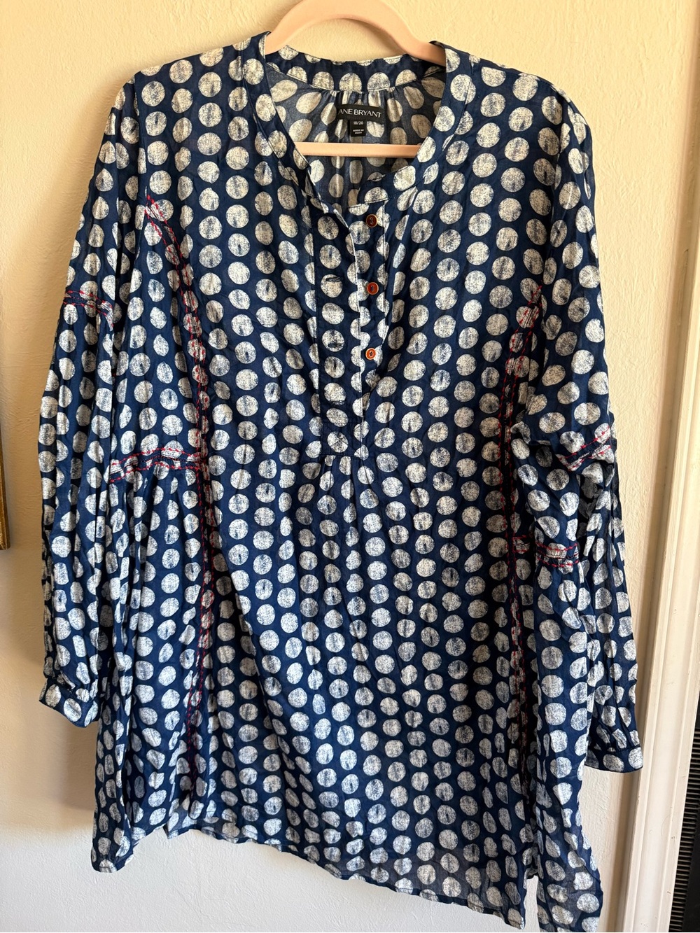 Lane Bryant Navy Dot Print Tunic Top
